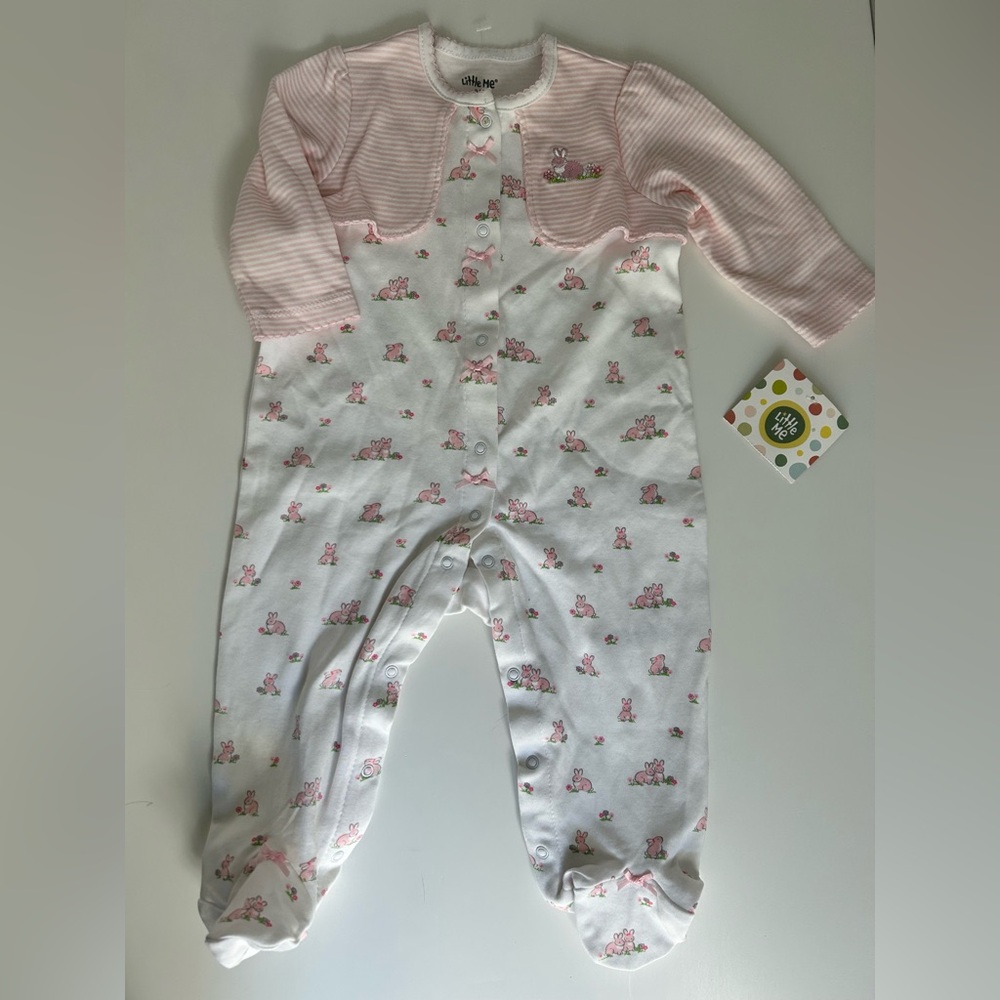 Little Me Baby Girl 9 Months Pink Bunny Footie Sleeper NWT Easter Spring